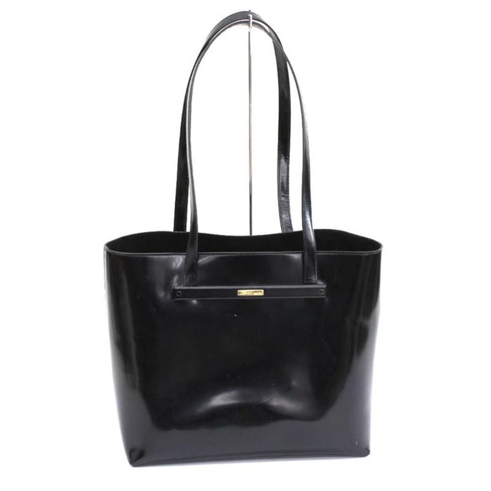 Gucci enamel leather tote shoulder bag black pouch